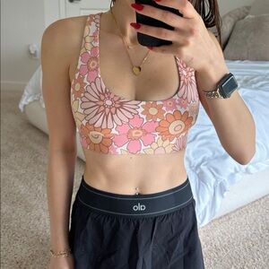 Kavala Floral Pink and Orange Sports Bra